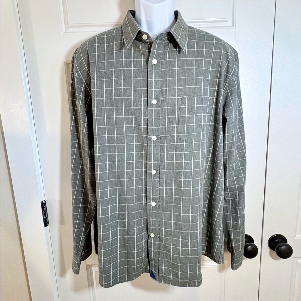 UNTUCKit Gray Windowpane Slim Fit Button Front Shirt Long Sleeve Men’s XXL💚